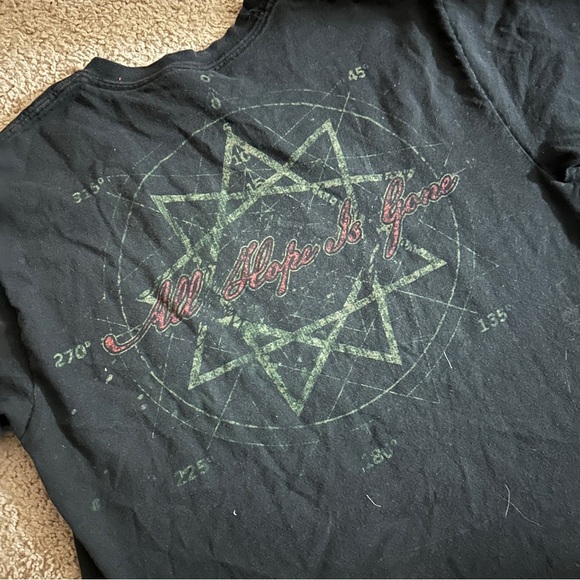 Vintage SLIPKNOT All Hope Is Gone Hanes Y2K Metal Band Black Graphic T Shirt M - Picture 4 of 5